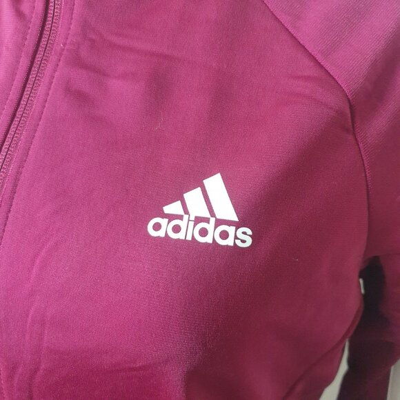 Adidas Womens Tricot Jacket M Maroon 3-Stripe Primegreen Track Jacket Essential - Picture 7 of 9